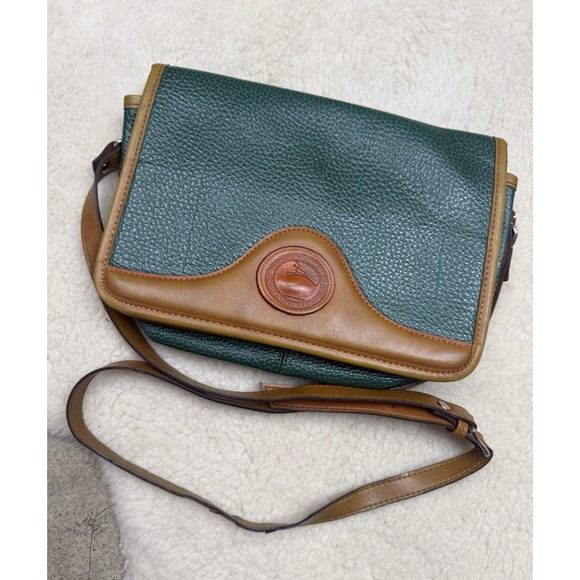 Dooney & Bourke Handbags - Vintage Dooney and Bourke Green AWL Leather Flap Crossbody Equestrian Heritage